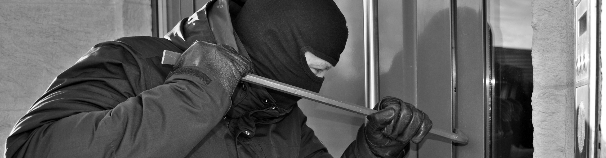 Einbrecher bricht Tür auf Header image